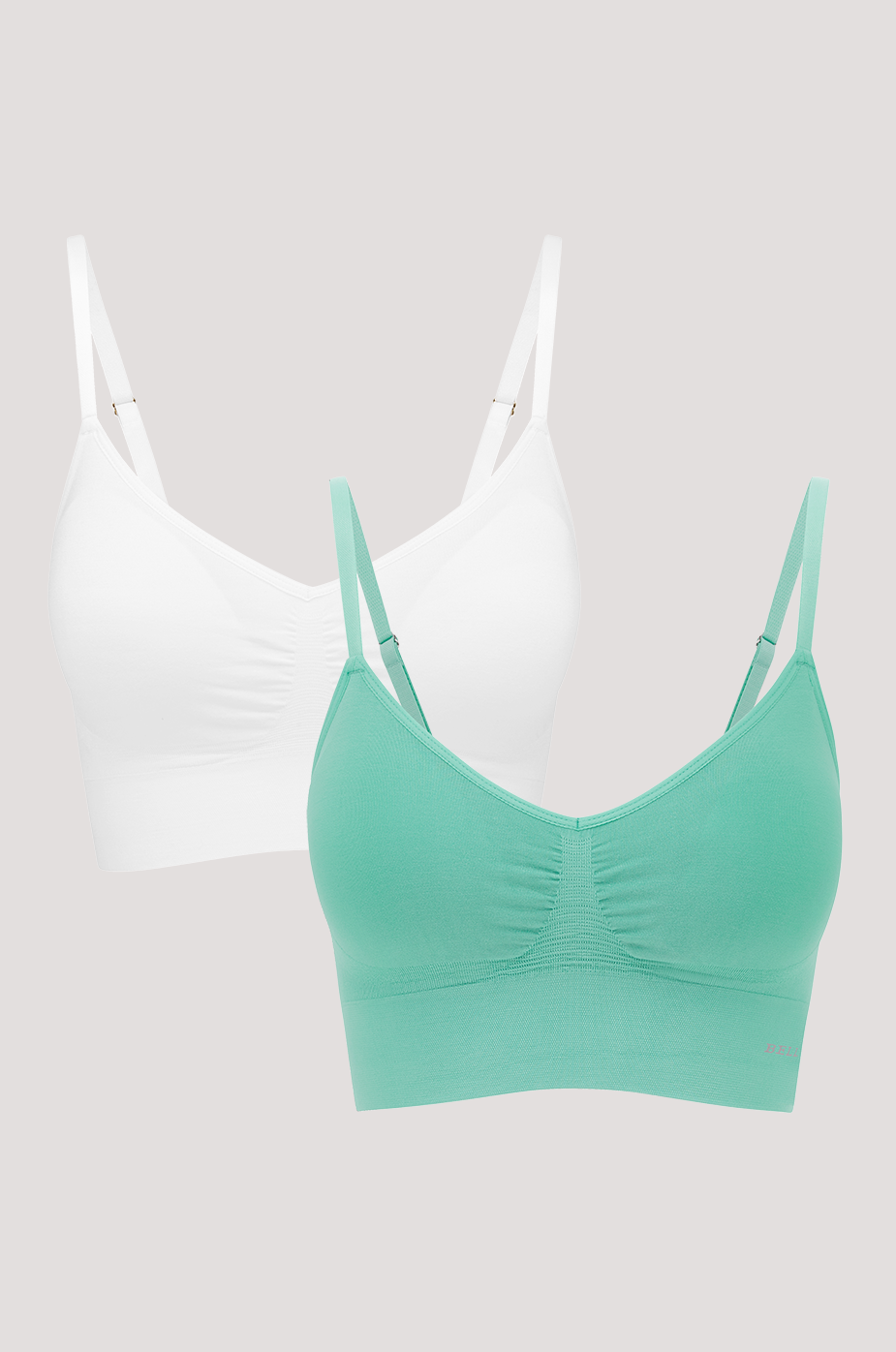 Bamboo Wireless Skinny Strap Bra 2 packs I Comfortable, breathable bamboo intimates I Bella Bodies Australia | White & Turquoise 