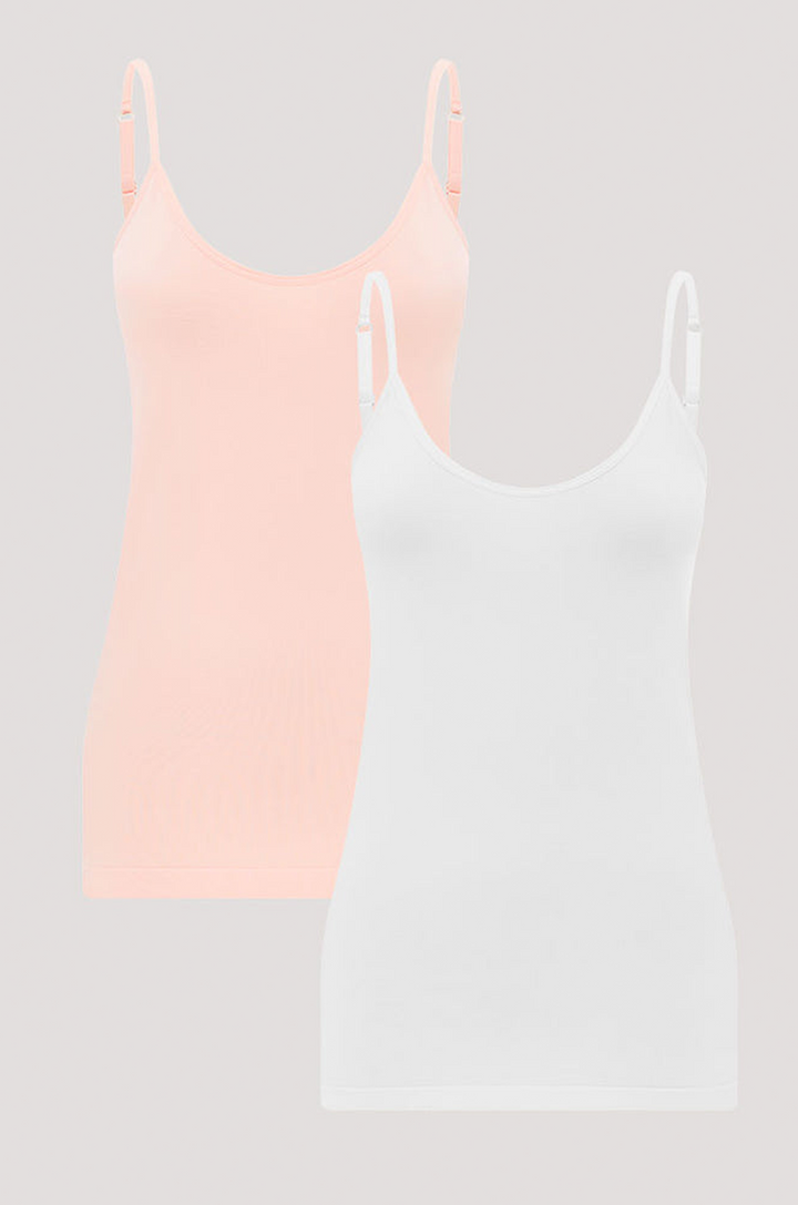 Women's breathable Bamboo Cami 2 pack | Bella Bodies Australia | Blush & White