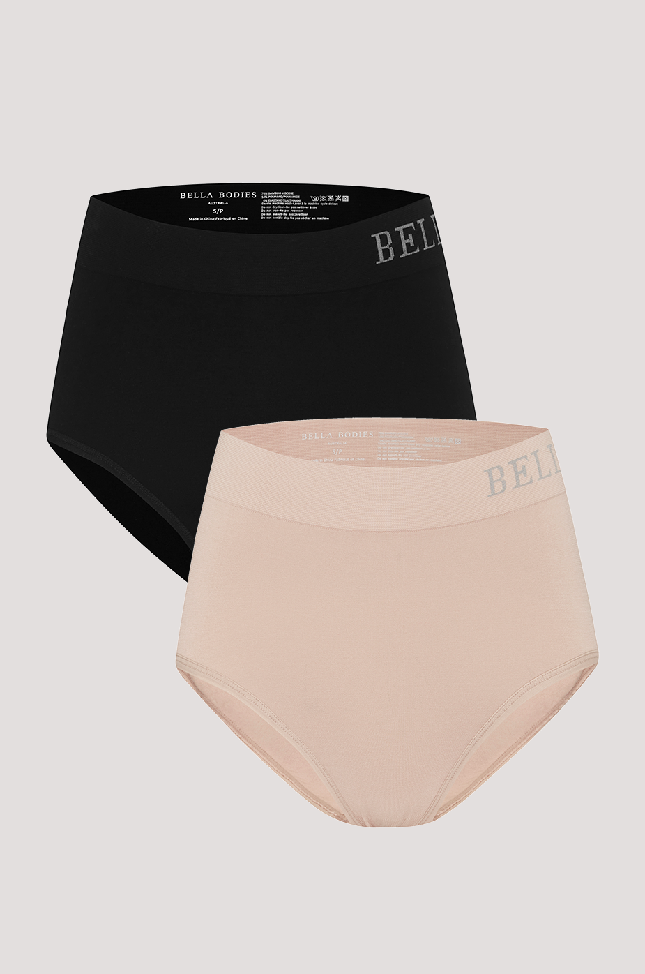 Women's comfortable & breathable underwear I Bamboo Knickers | Bella Bodies Australia I Black, Sand | Front