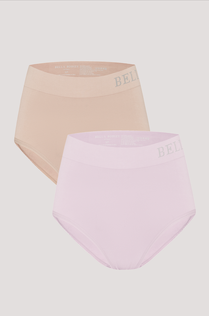 Women's comfortable & breathable underwear I Bamboo Knickers | Bella Bodies Australia I Sand, Soft Lilac | Front