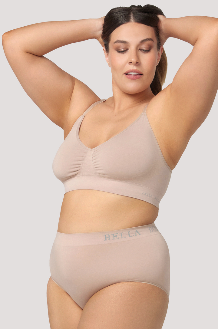 Bamboo Wirefree Convertible, Adjustable Bra | Bella Bodies Australia | Sand | Front