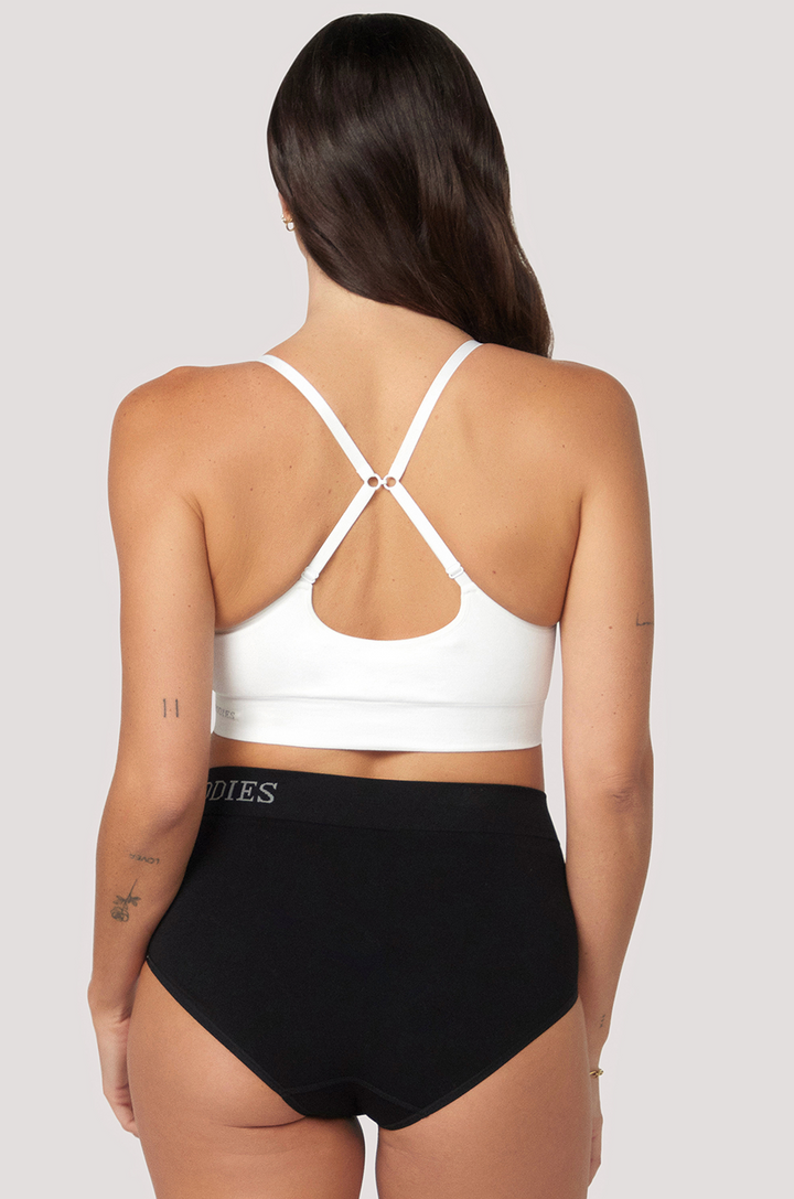 Bamboo Wirefree Convertible, Adjustable Bra | Bella Bodies Australia | White | Back 