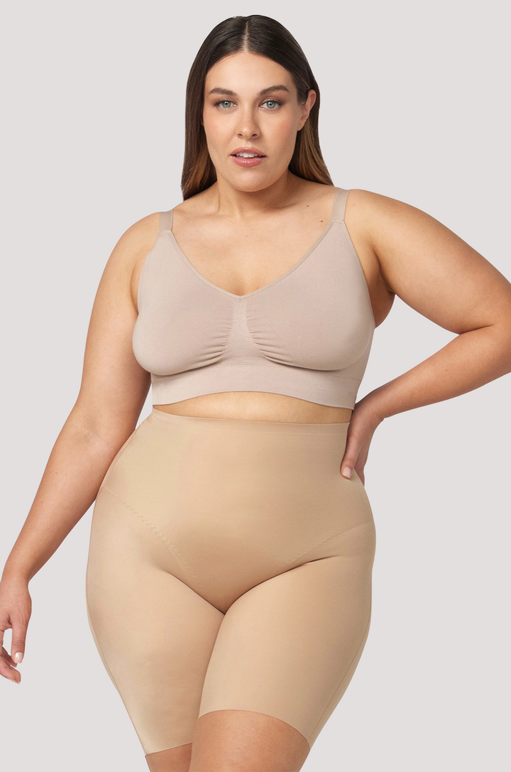 Women's shaping Short | Curve Control Sculpting Shorts | Bella Bodies Australia | Taupe | Front