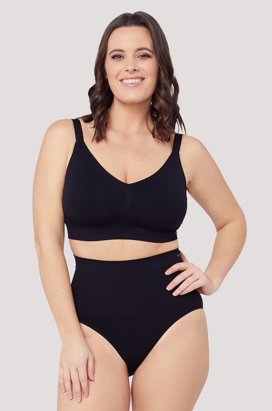 Wirefree Crop Bra and Matching Shapewear Underwear Set | 2 pack  | Bella Bodies Australia | Black