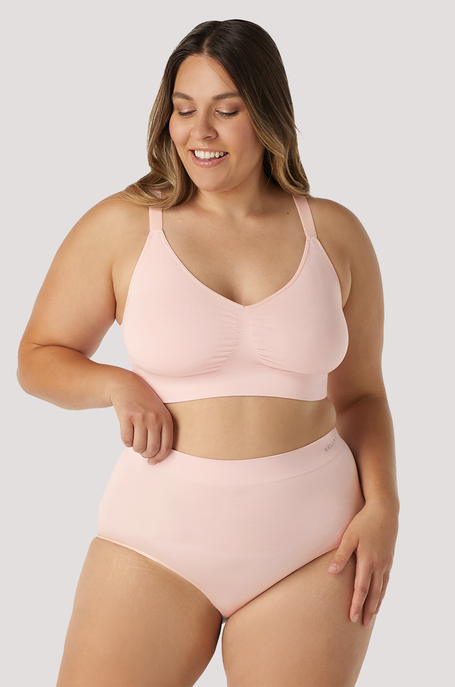 Women's High Waist, Full Coverage Firming Travel Underwear | Bella Bodies Australia | Pink Champagne | Front