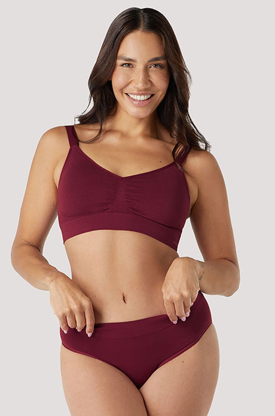 Bamboo Wirefree Adjustable Crop Bra and Matching Bamboo Underwear Set | Bella Bodies Australia | Cherry Berry