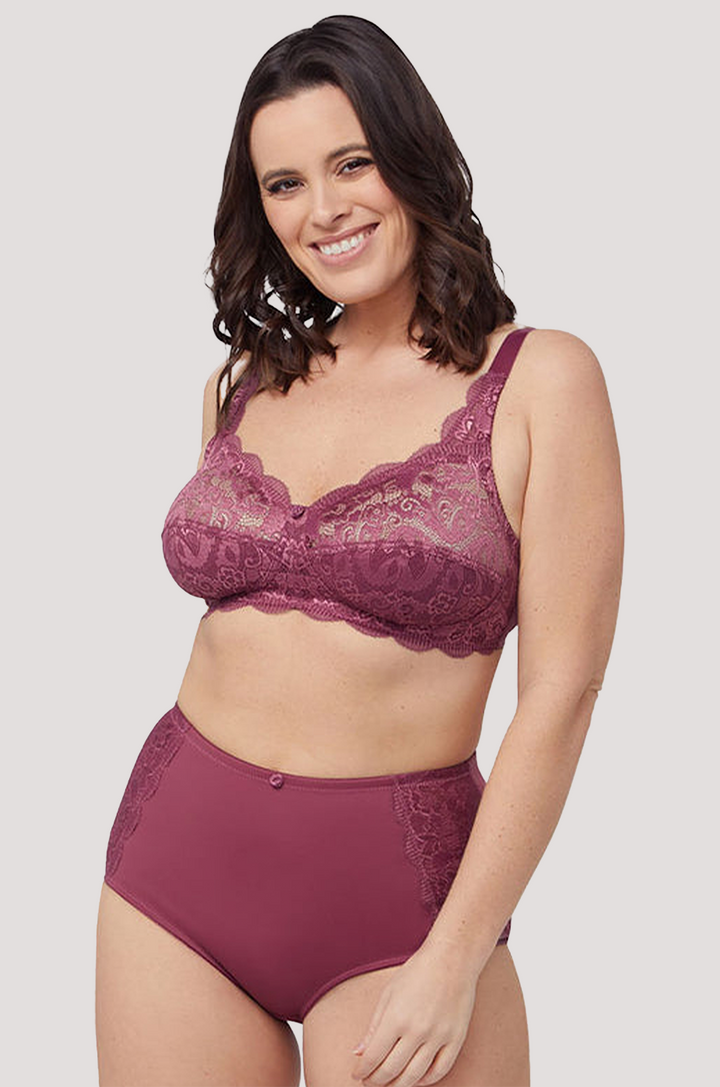 Women's Luxurious Supportive Lace bra | Ruby Lace Underwire Free Bra | Bella Bodies Australia | Rose