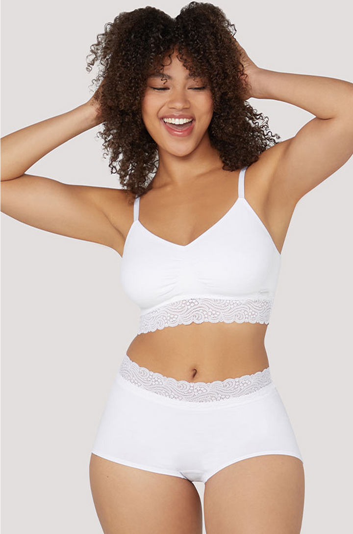 Quick Dry Stretchy Lace Boyshort | Bella Bodies Australia | White