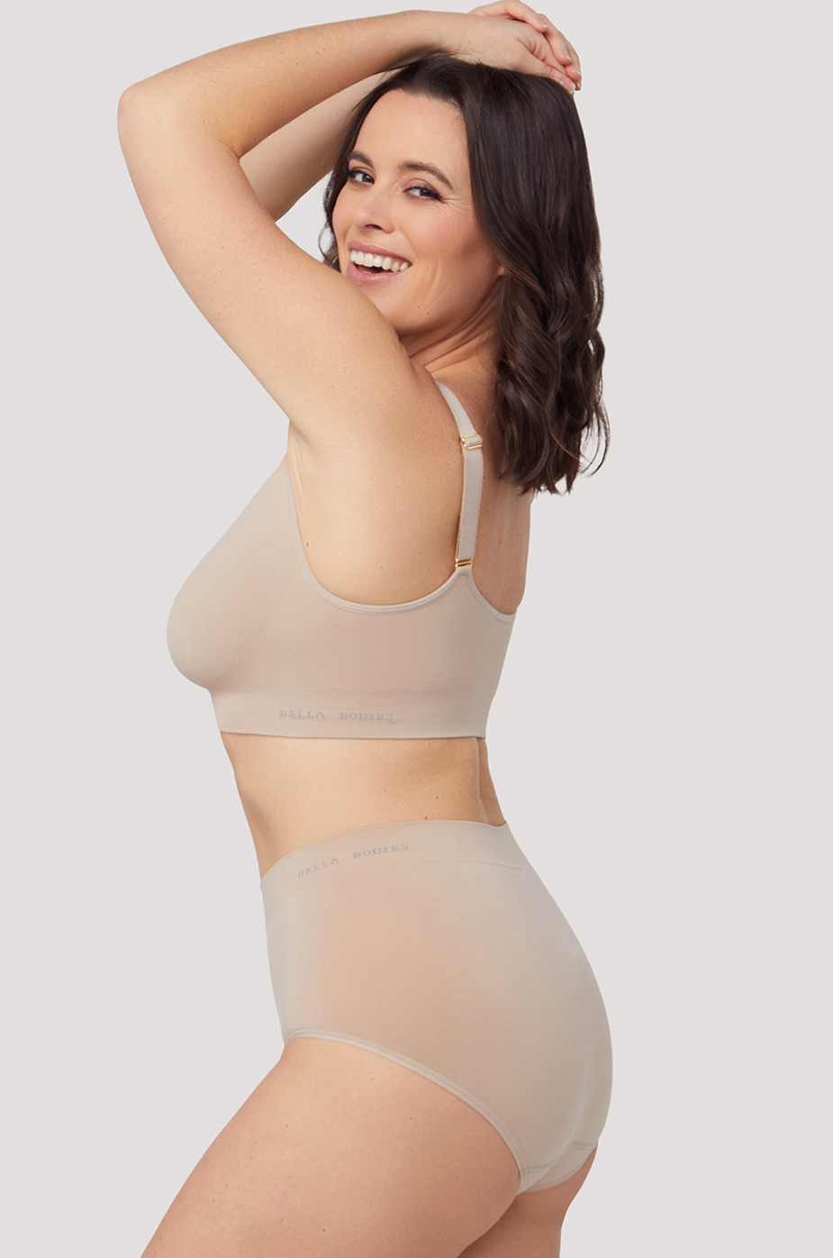 Women's Wireless Stretch Bra 2 pack | Bella Bodies Australia | Sand | Side