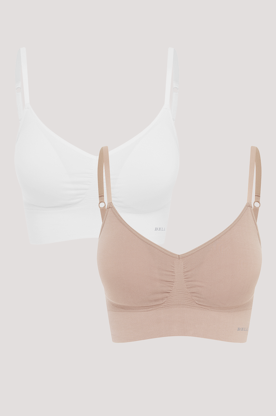 Bamboo Wirefree Convertible, Adjustable Bra | Double Pack of Bras | Bella Bodies Australia | White & Sand