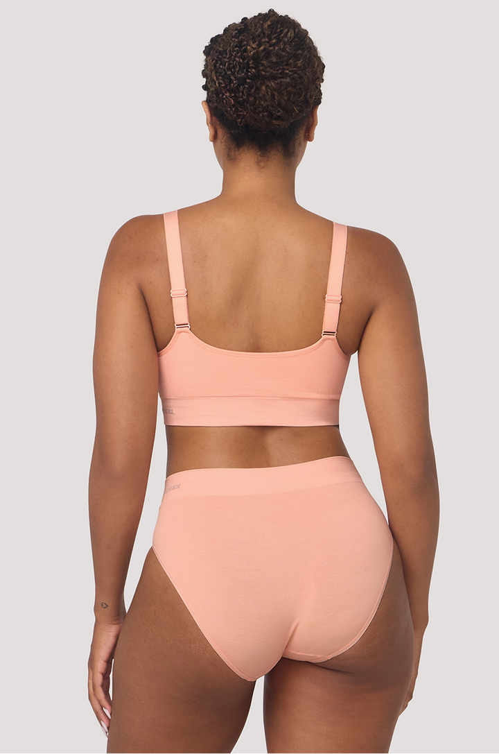 Bamboo Wireless Adjustable Crop Bra I Bella Bodies Australia I Peach| Back