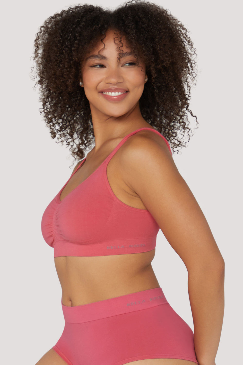 Bamboo Wirefree Bras | Adjustable Back Support Bra | Bella Bodies Australia | Deep Rose | Side