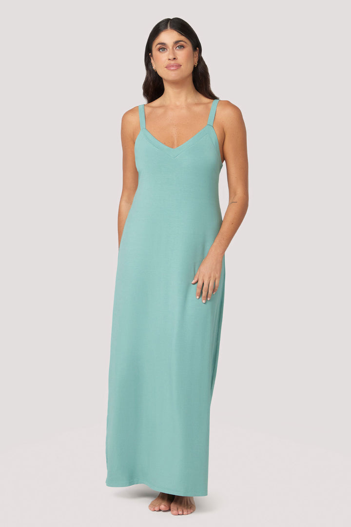 Bamboo Lounge Slip Dress | Bella Bodies Australia | Sage | Front