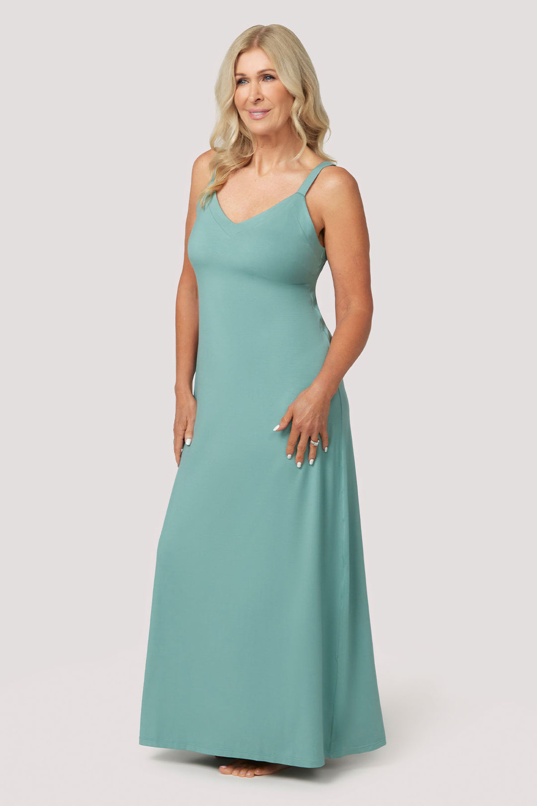 Bamboo Lounge Slip Dress | Bella Bodies Australia | Sage | Front