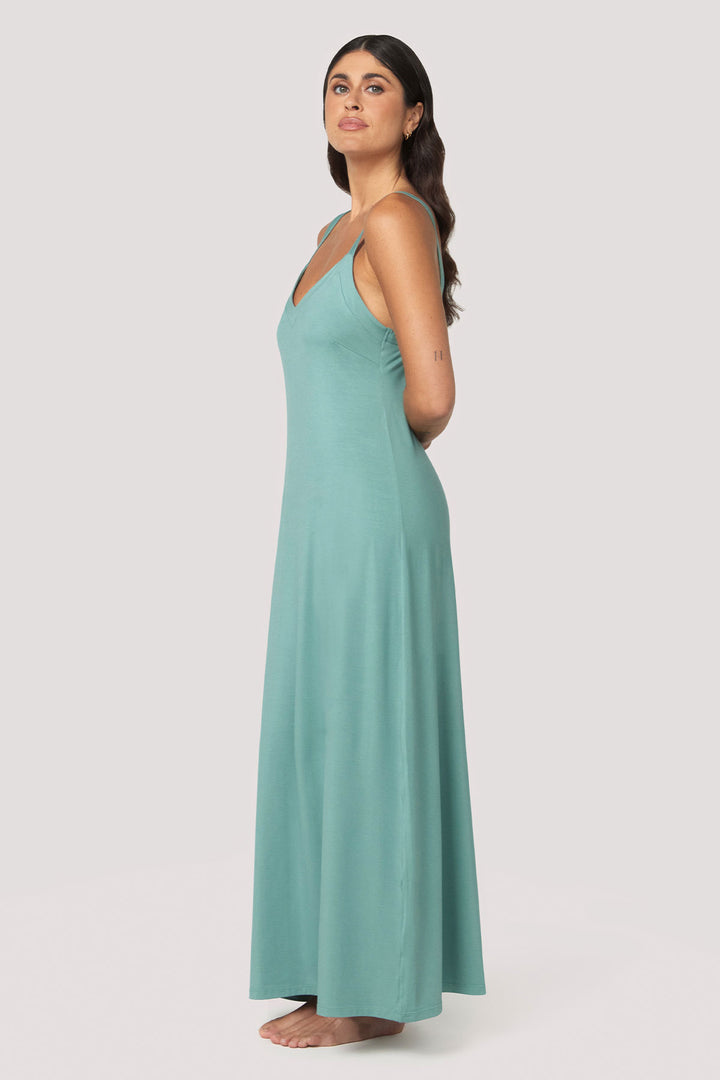 Bamboo Lounge Slip Dress | Bella Bodies Australia | Sage | Side