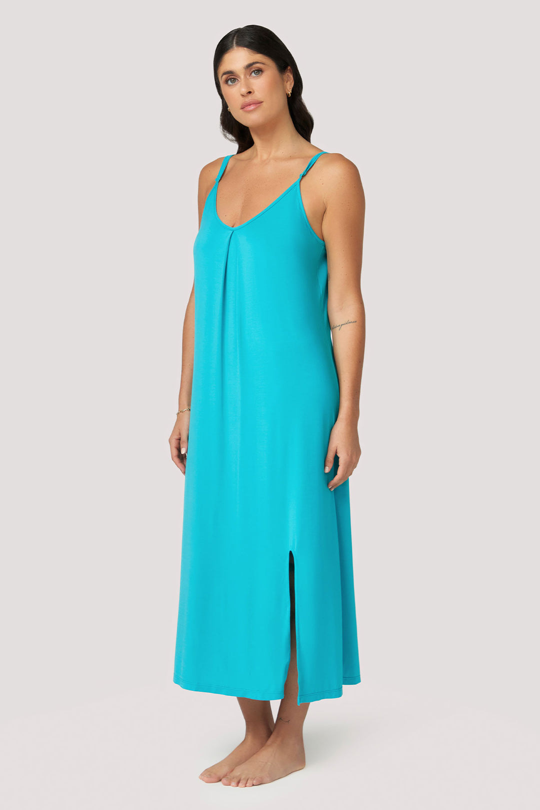 Bamboo Nightgown | Sleep dress | Bella Bodies Australia | Blue Capri | Side