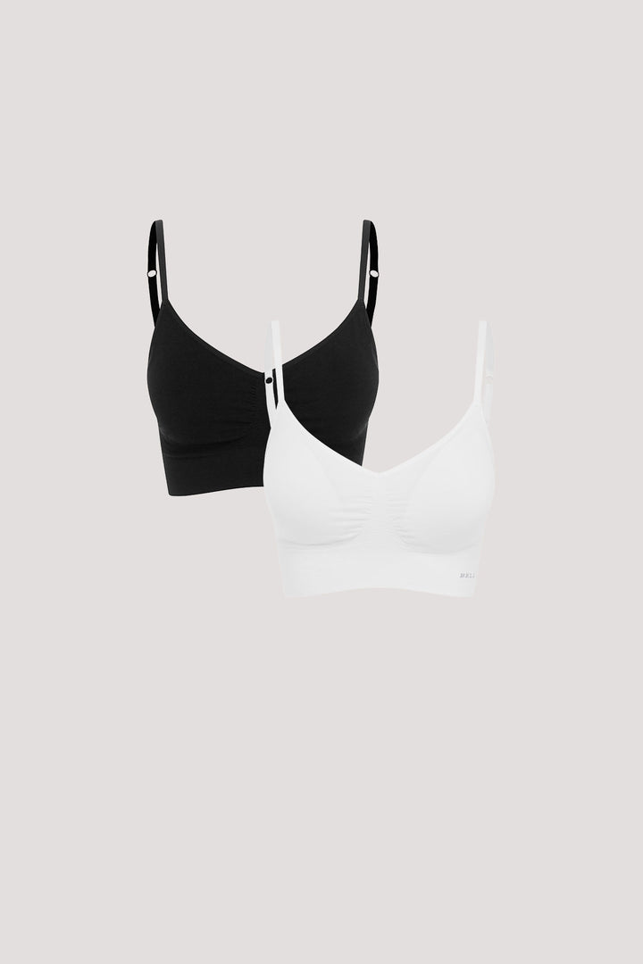 Bamboo Wirefree Convertible, Adjustable Bra | Double Pack of Bras | Bella Bodies Australia | Black & White