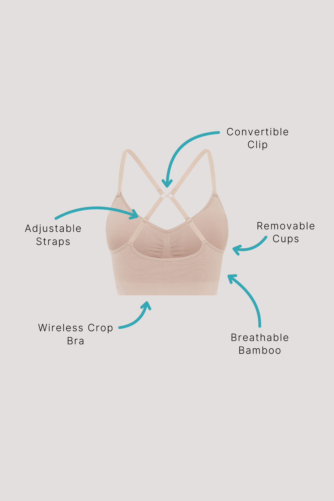 Bamboo Wirefree Convertible, Adjustable Bra | Bella Bodies Australia |  Key Points