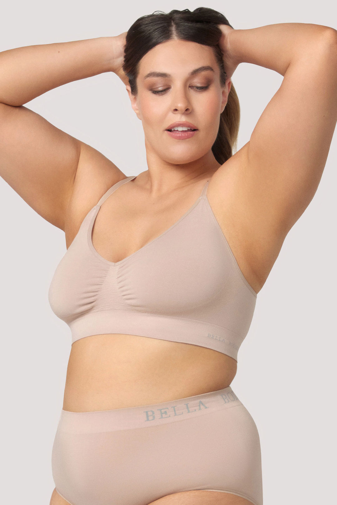 Bamboo Wirefree Convertible, Adjustable Bra | Bella Bodies Australia | Sand | Side