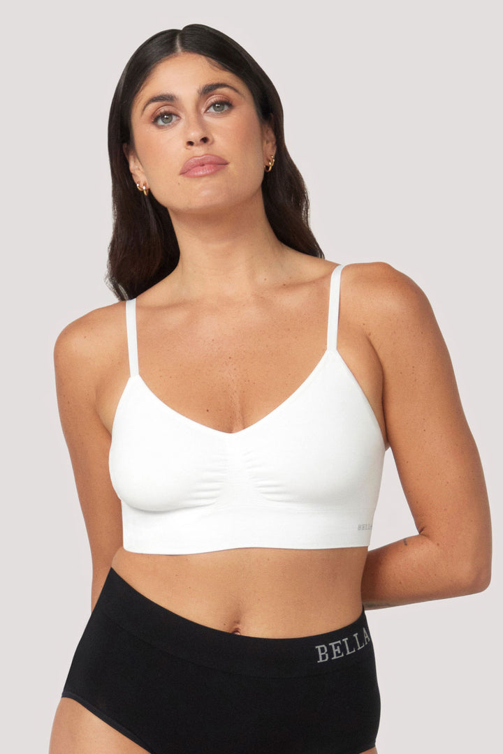 Bamboo Wirefree Convertible, Adjustable Bra | Bella Bodies Australia | White | Front