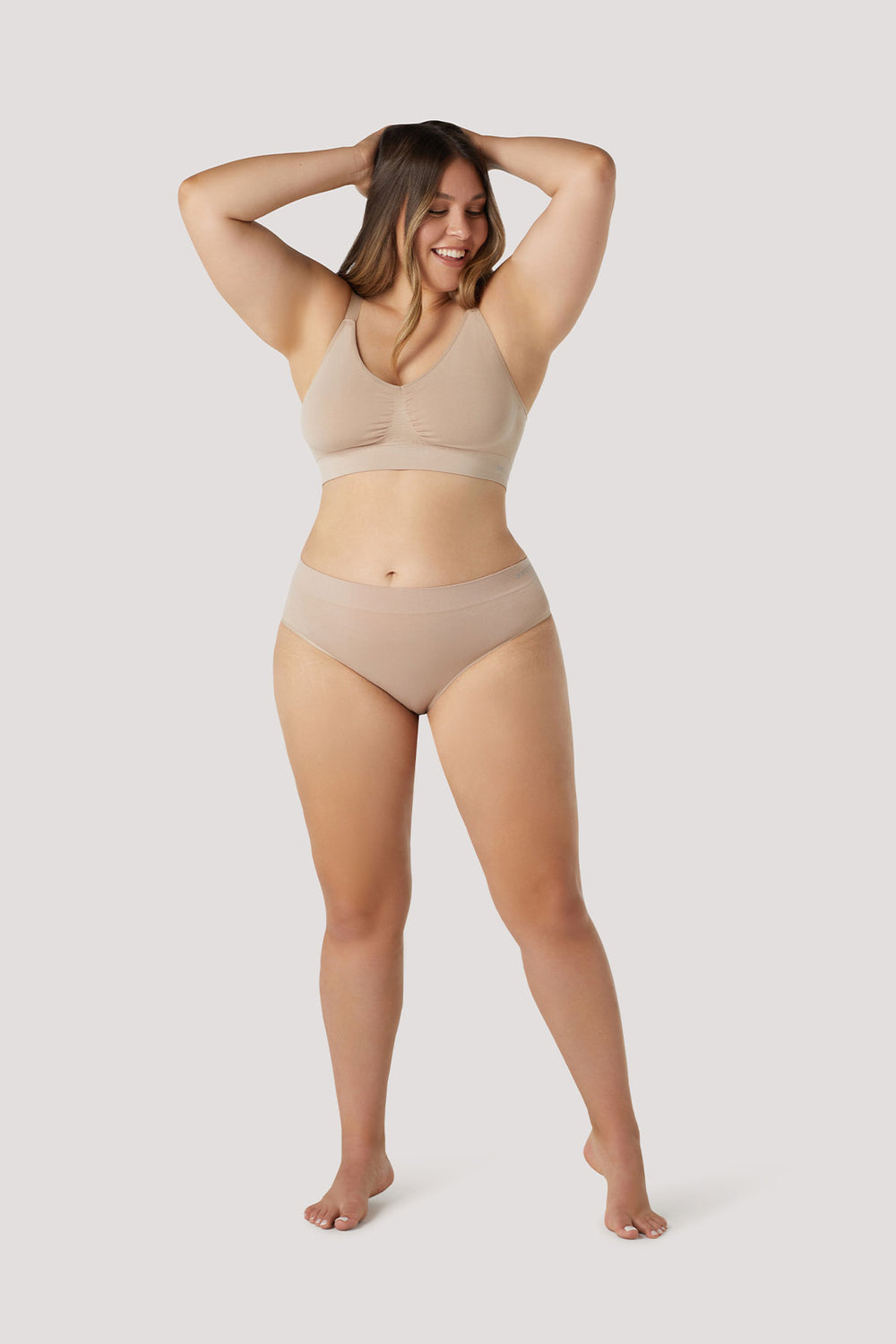 Bamboo Wirefree Adjustable Crop Bra and Matching Bamboo Underwear Set | Bella Bodies Australia | Sand