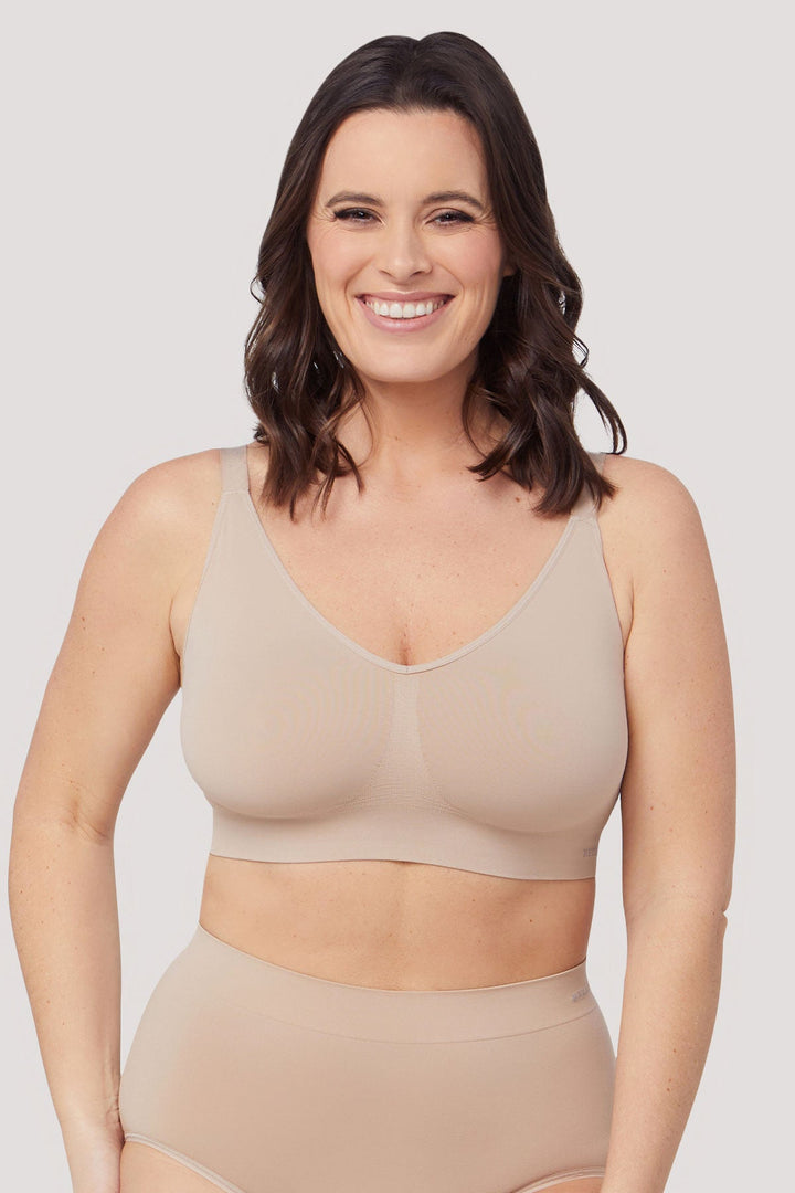 Women's Wireless Stretch Bra 2pk | Bella Bodies Australia | Sand | Front