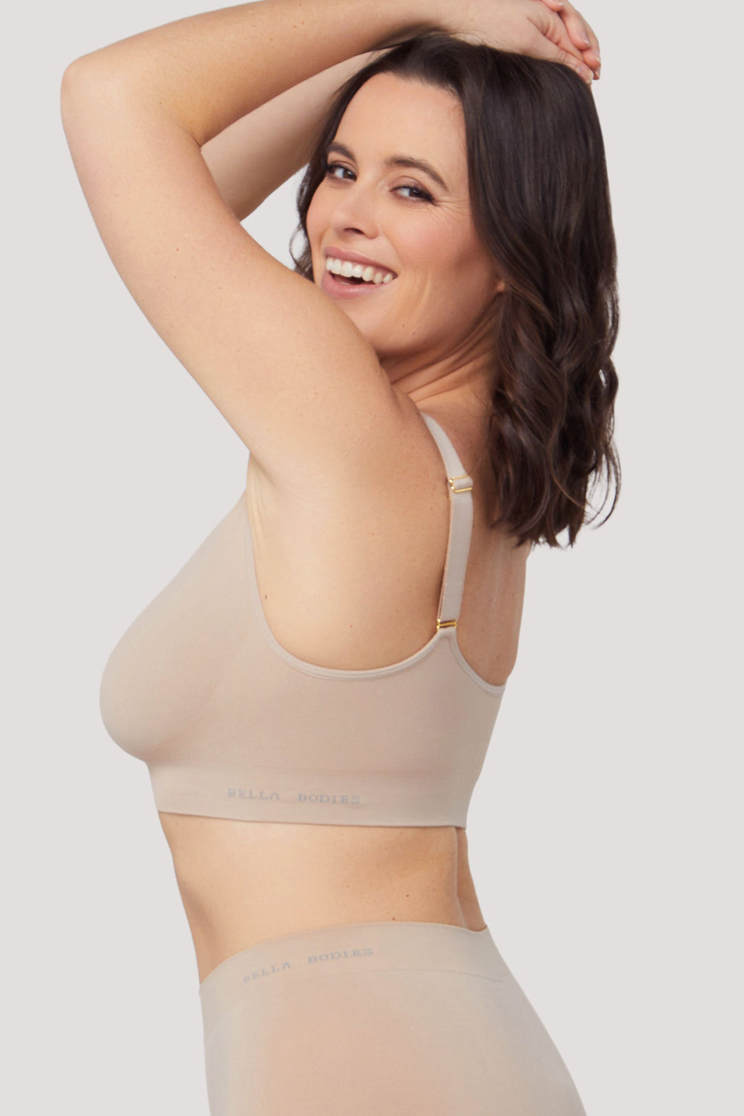 Women's Wireless Stretch Bra 2pk | Bella Bodies Australia | Sand | Side