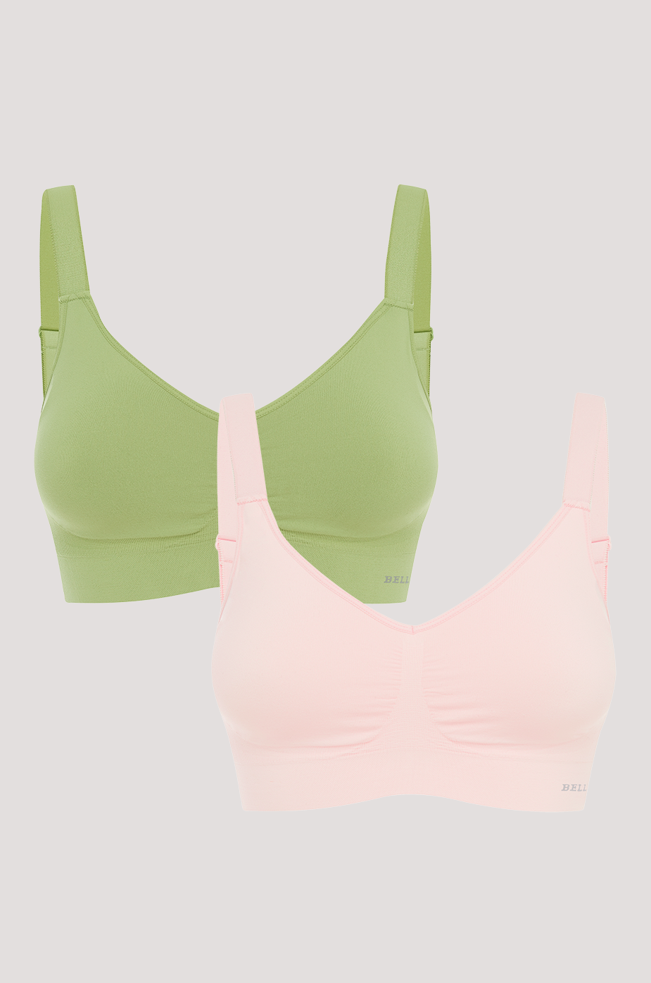 Women's Wireless Stretch Bra 2 pack | Bella Bodies Australia | Pear, Pink Champagne | Front 