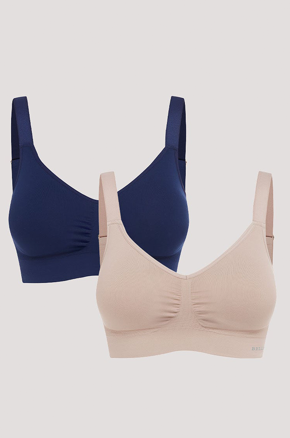 Women's Wireless Stretch Bra | 2 pack | Bella Bodies Australia | Navy / Sand | Front