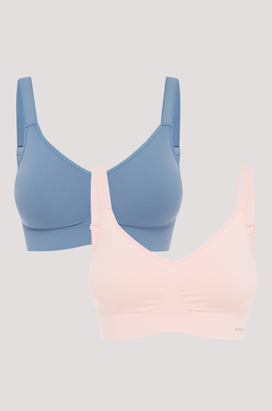 Women's Wireless Stretch Bra 2 pack | Bella Bodies Australia | Blue Slate, Pink Champagne | Front 